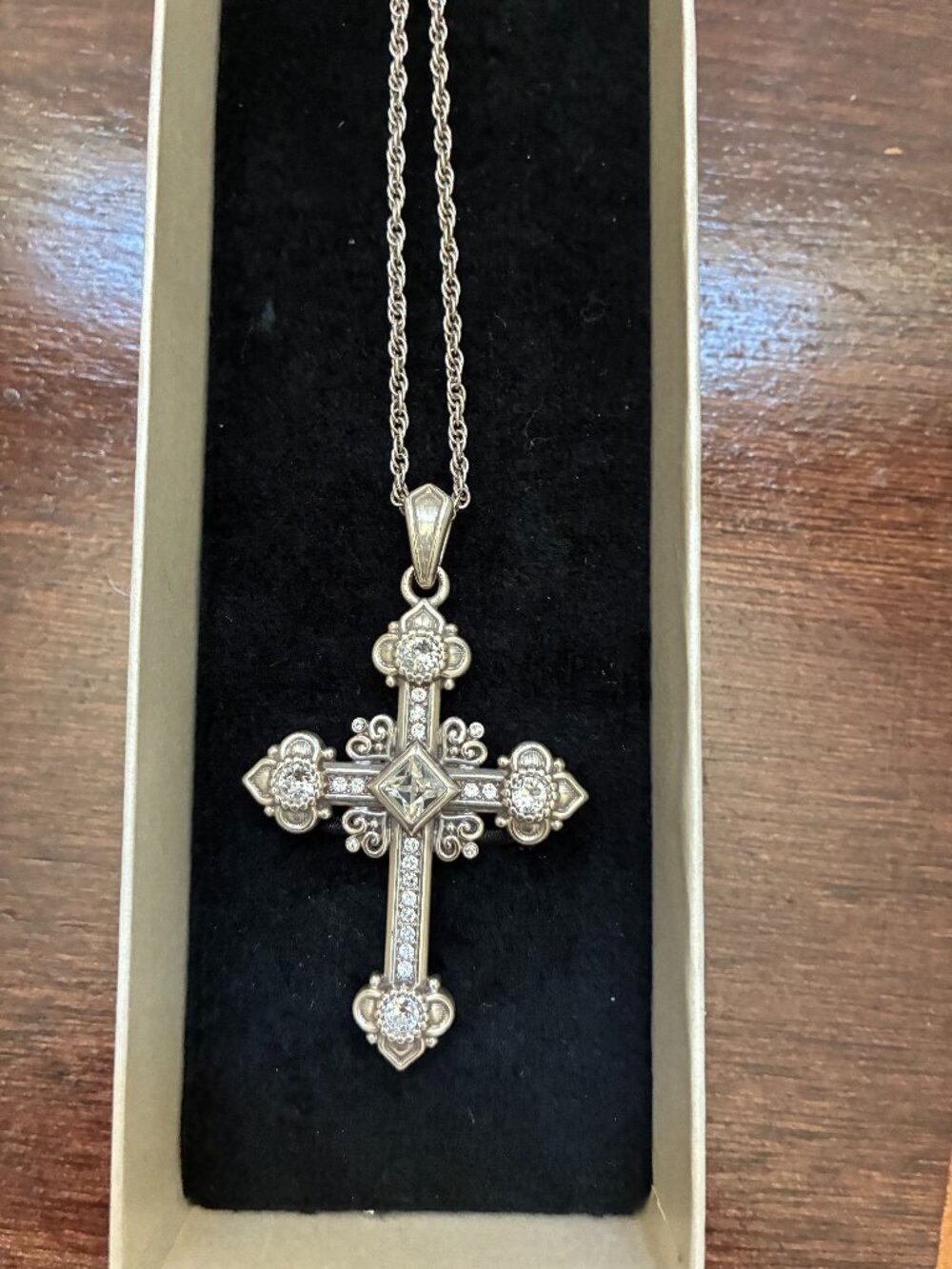 Brighton Women's Alcazar Silver-Plated Cross Necklace w/Swarovski Crystals